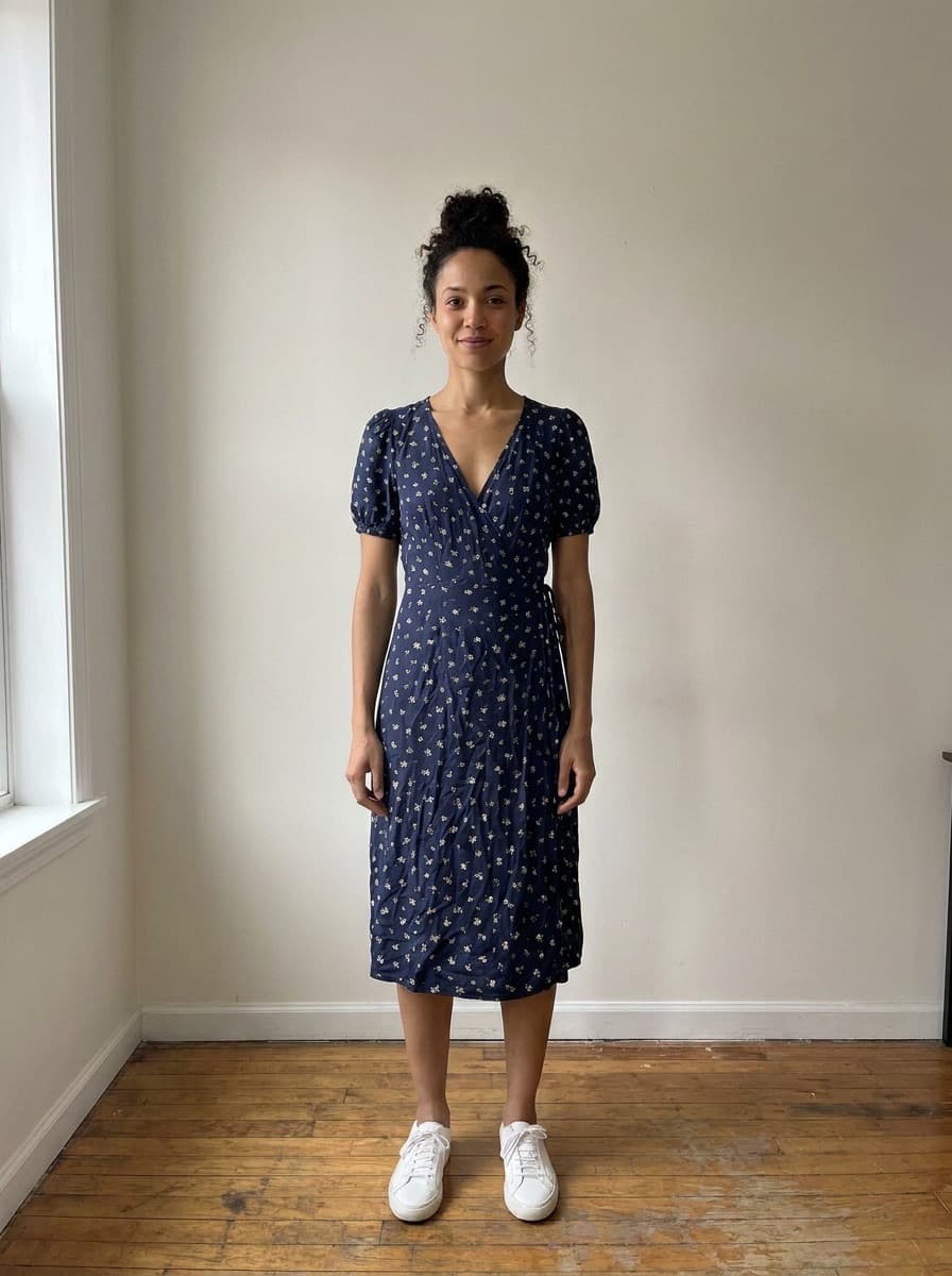 Essai : Robe portefeuille fleurie (image virtuelle)