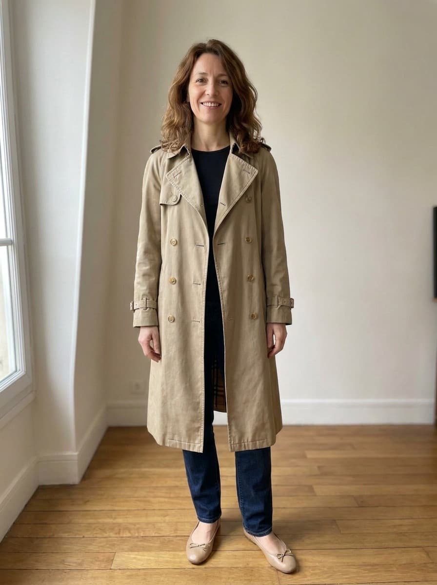 Essai : Trench beige (image virtuelle)